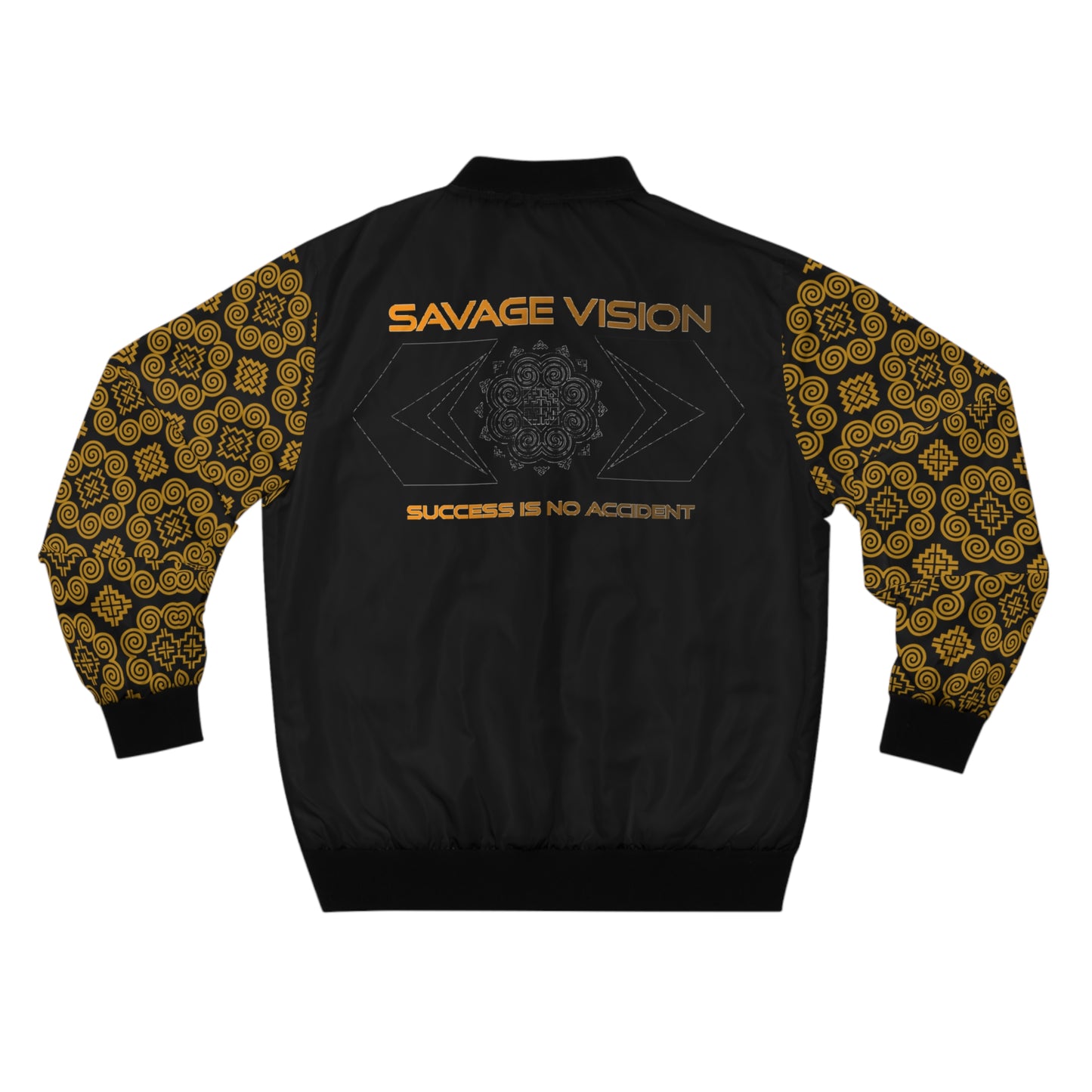 Savage Vision Adversity into Legacy black on Gold Men's Hmong Bomber Jacket