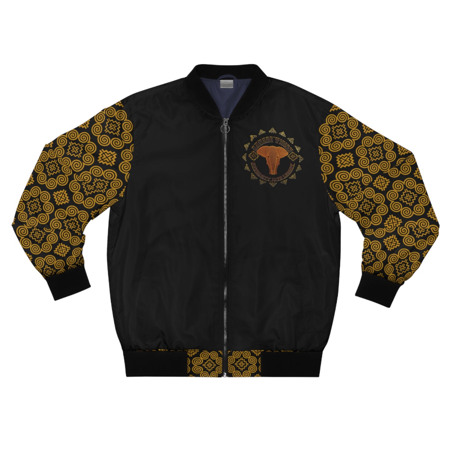 Savage Vision Adversity into Legacy black on Gold Men's Hmong Bomber Jacket