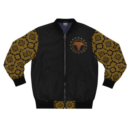 Savage Vision Adversity into Legacy black on Gold Men's Bomber Jacket