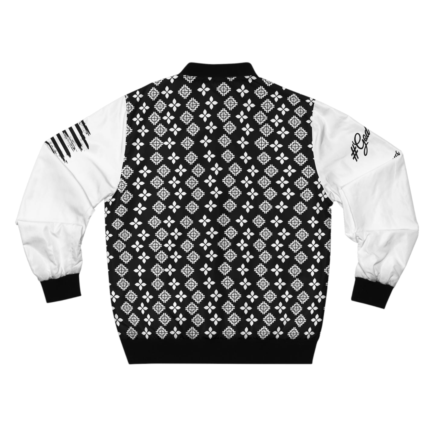 Hmong Inspired Men's Bomber Jacket in Black and White