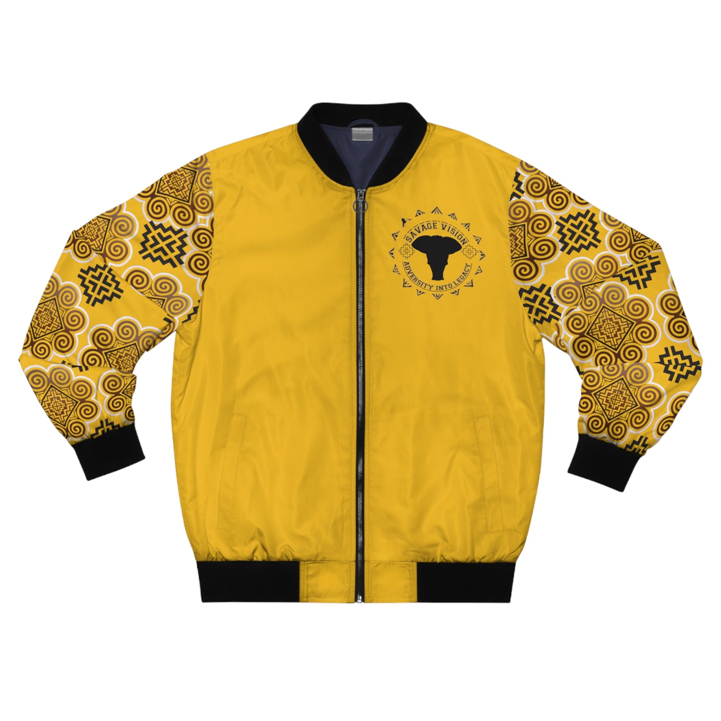 Savage Vision Golden Yellow Adversity into Legacy Men's Bomber Jacket