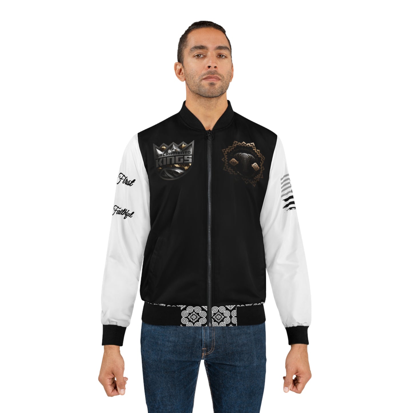 Hmong Bomber Jacket in Black and White