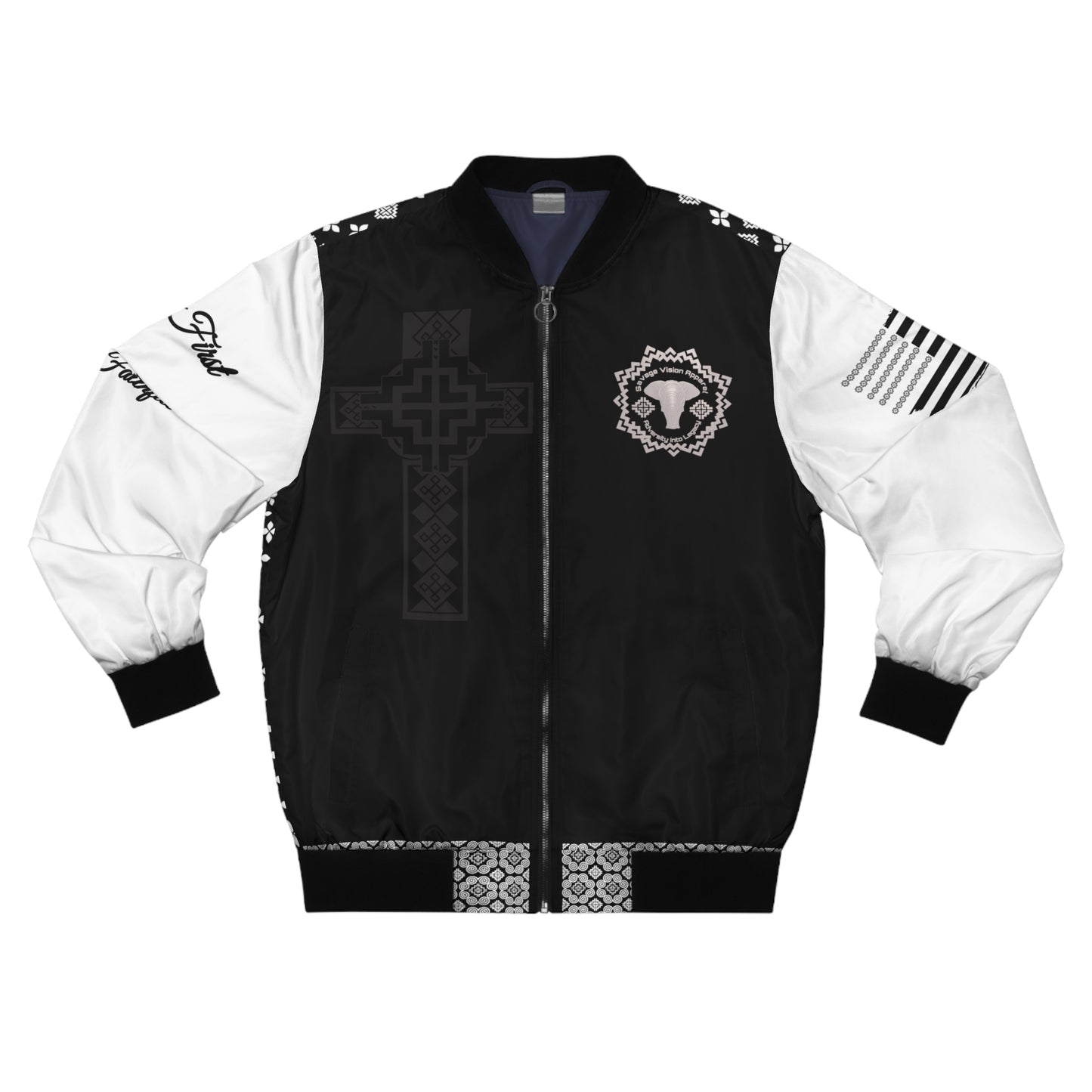 Hmong Bomber Jacket in Black and White