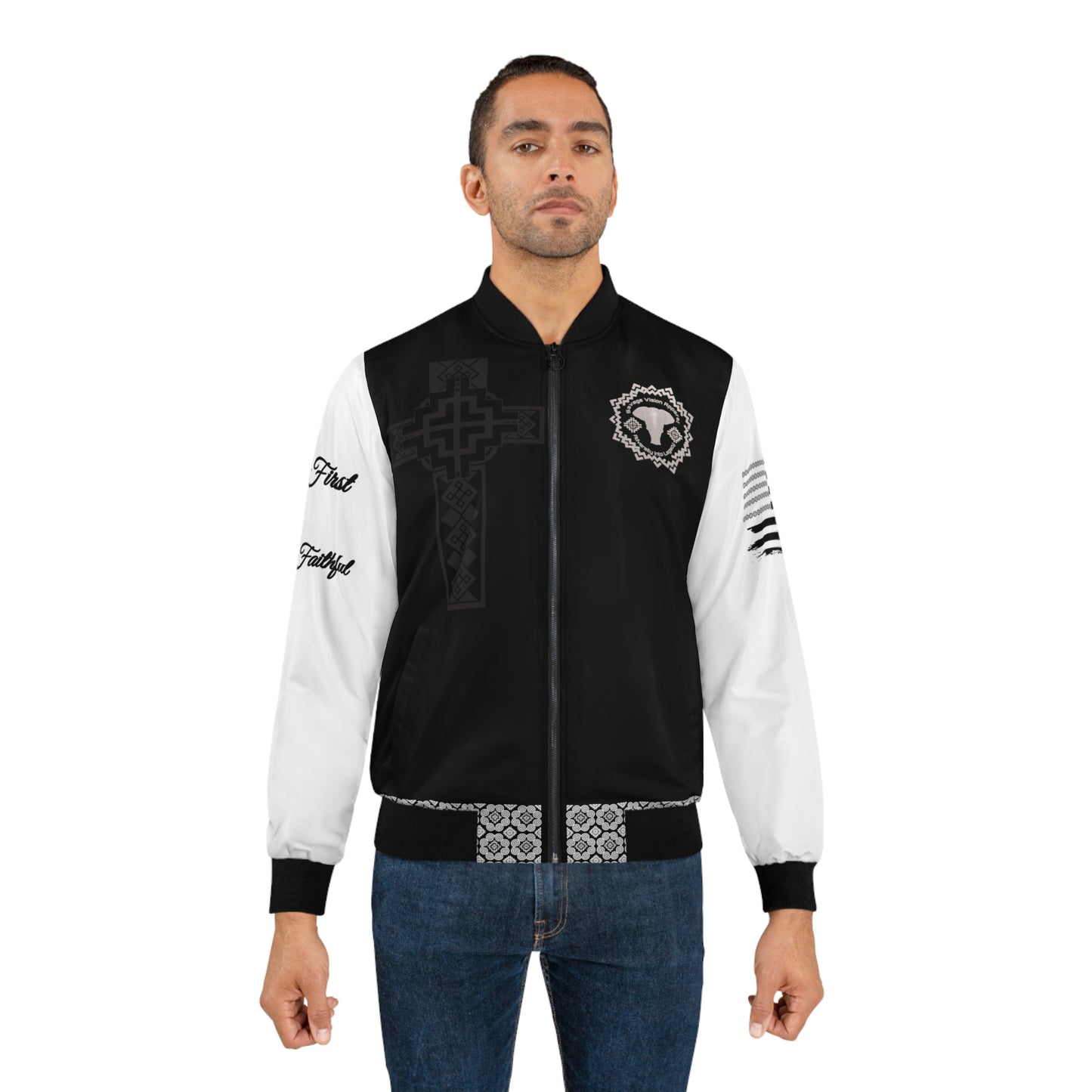 Hmong Bomber Jacket in Black and White