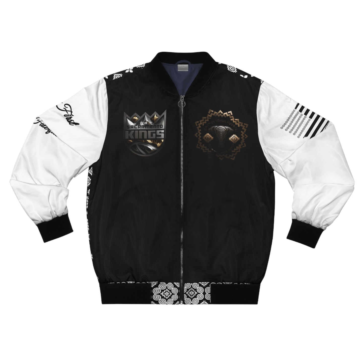 Hmong Bomber Jacket in Black and White