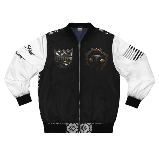 Hmong Inspired Men's Bomber Jacket in Black and White