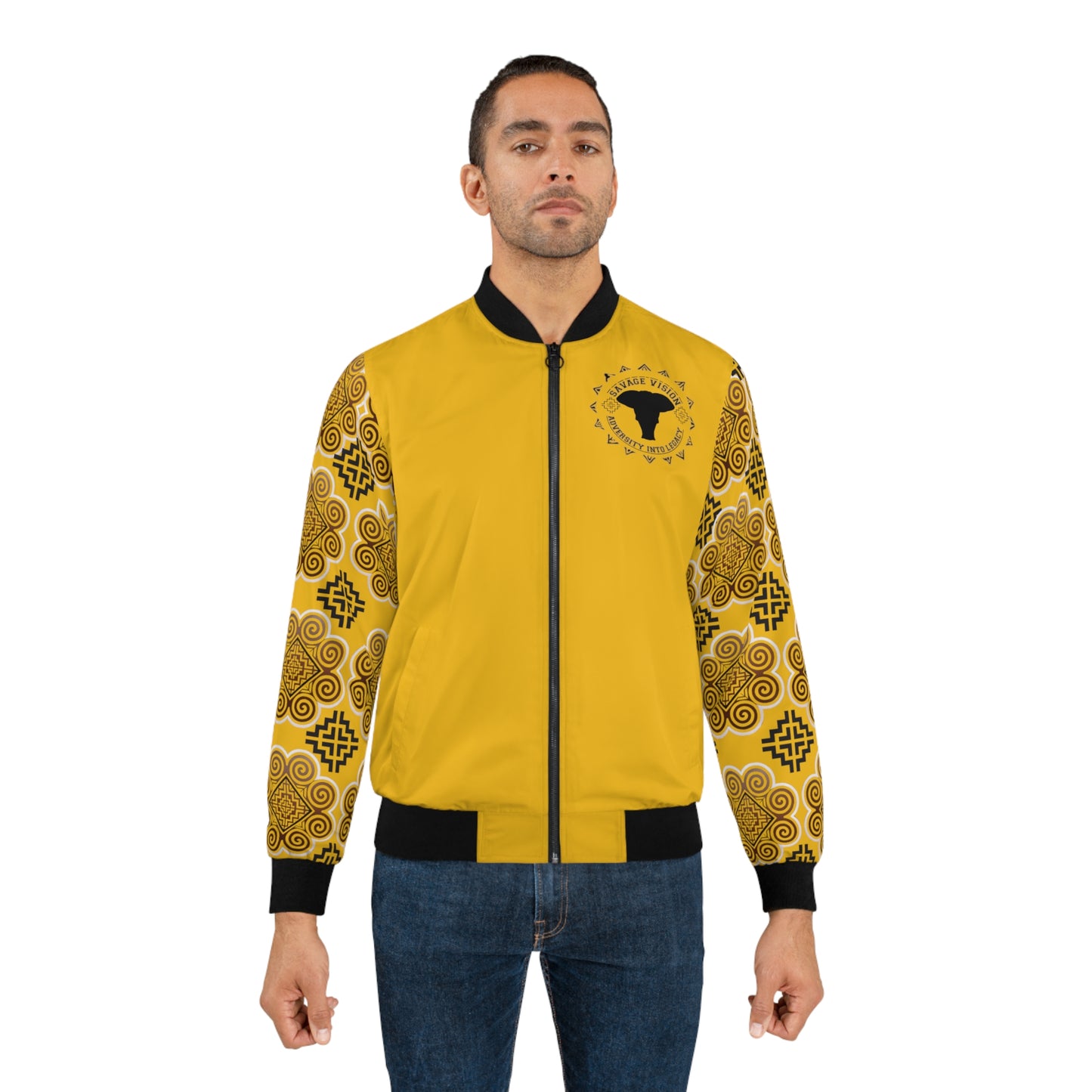 Savage Vision Golden Yellow Adversity into Legacy Men's Bomber Jacket